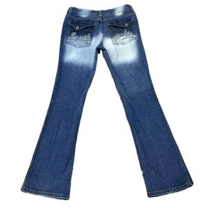 👖🛹 SOUTHPOLE Embroidered Bootcut Jeans Low Rise Y2K Buckle-Core Sz 7